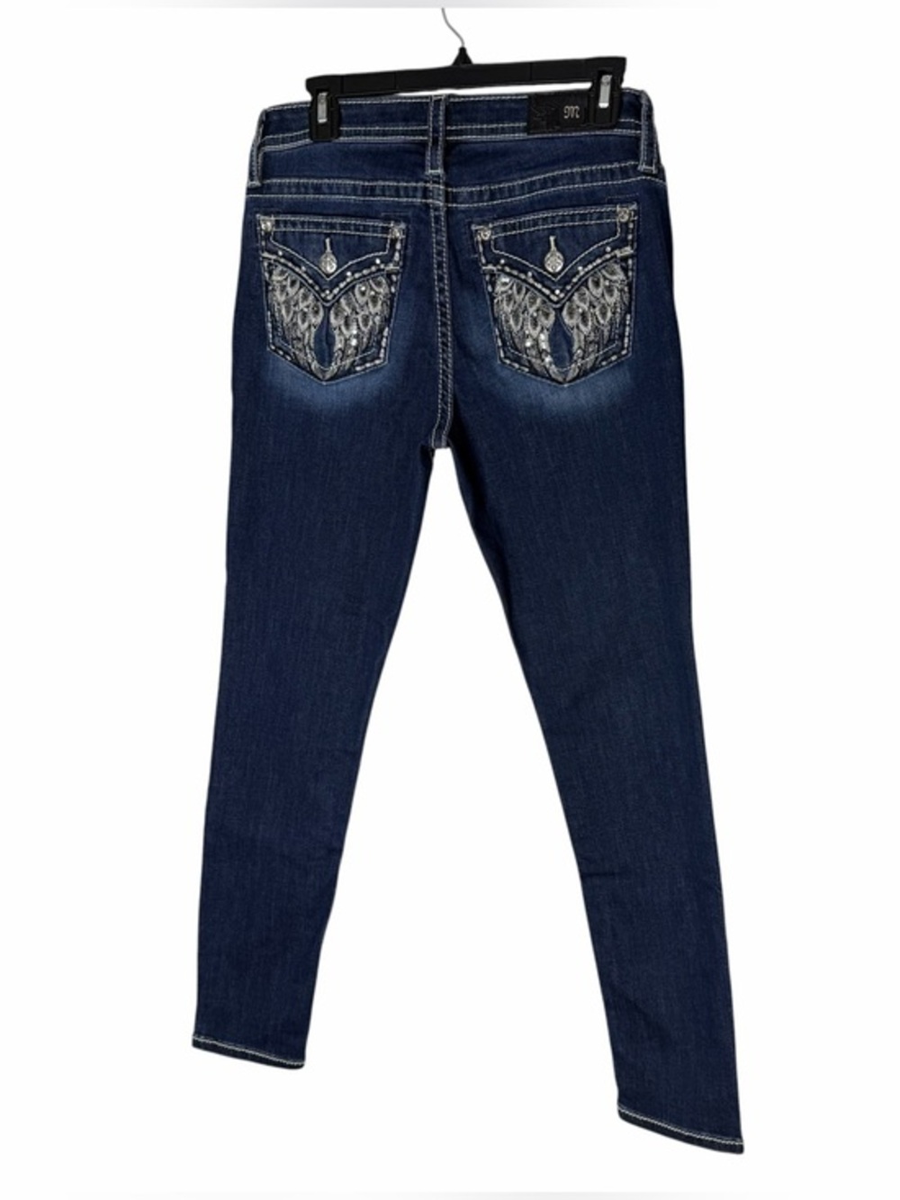 Miss me Angel Wings Bling Rhinestone Sequin Jeans Mid Rise Skinny Size 29